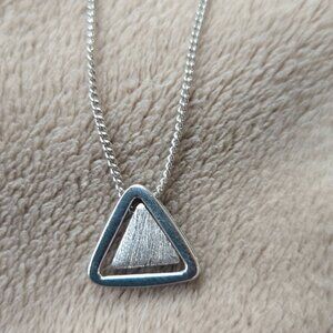 Modern Sterling Silver Triangle Pendant Necklace – 16.5”